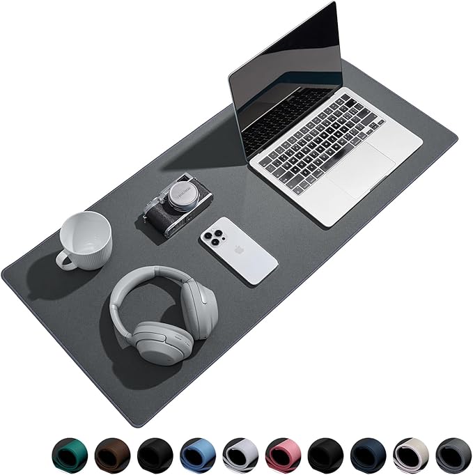 Reniteco Waterproof Large Gaming Mouse Pad with Durable Stitched Edges, Non-Slip Rubber Base, Grainy Jacquard Mouse Mat Desk Pad for Home Office Gaming, 35.4''x15.7''x0.12'', Deep Gray