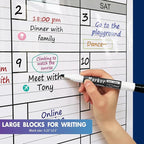 Magnetic-Receptive Dry Erase Two Month Laminated Jumbo Wall Calendar, 38" x 50",Big Whiteboard Calendar with Iron Sheet Backing-Works with Magnetic Markers Eraser, Giant Blank Poster with Square