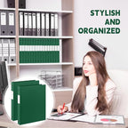 Henoyso 48 Pcs 3 Ring Binder 0.5 Inch Round Fits Letter Size 8.5'' x 11'' Paper Plastic Flexible Binder Bulk Holds 140 Sheets with 1 Pockets Versatile Organizer for Home Office School (Dark Green)