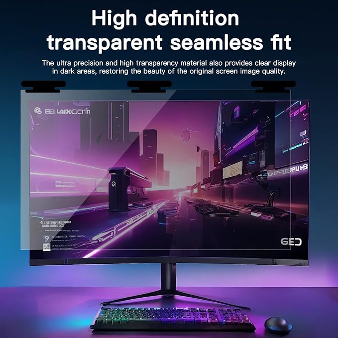 21.5 Inch Magnetic Hanging Computer Privacy Screen for 16:9 Widescreen Monitor, Removable Privacy Screen Anti Glare Blue Light Computer Screen Privacy Shield, Anti-Scratch