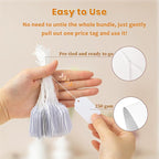500 PCS White Price Tags with String Attached1.75 x 1.1 Inches, Goefun Blank Labeling Tags for Gift Bags, Hanging, Clothing, Jewelry, Garage/Yard Sale, Inventory, 250 GSM