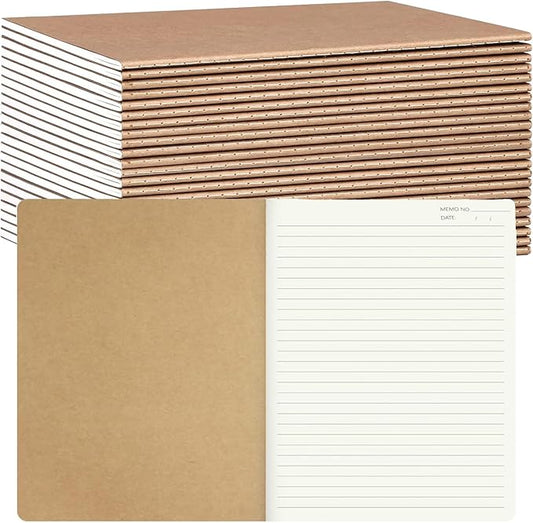30 Pack Kraft Notebook Lined A5 Soft Cover Kraft Notebooks Journals Writing Diary Subject Notebooks 30 Sheets 60 Pages for Traveler Journal School Office Supplies