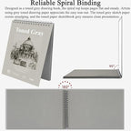 Fuxi Toned Gray Sketchbook 8.5x11, 60 Sheets (85lb/150gsm) Spiral Bound, Hardcover, Artist Sketch Pads for Drawing for Adults with Pencil, Charcoal, Colored Pencils for Artists & Students, Classroom.