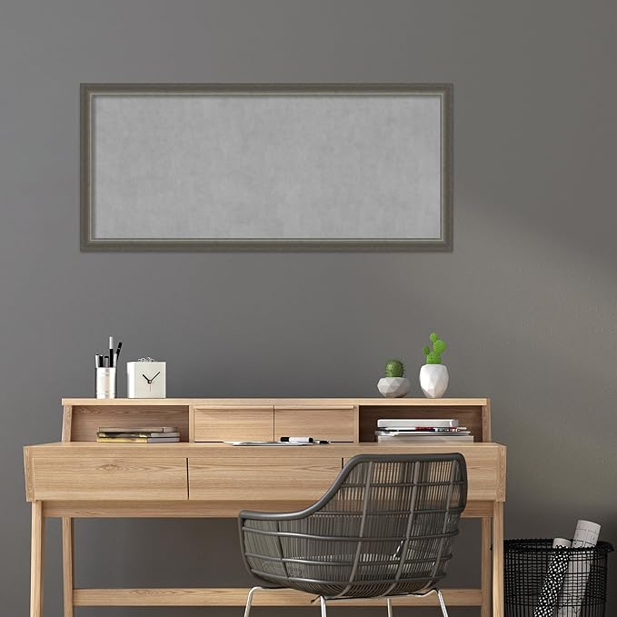 Amanti Art Silver Framed Magnetic Board 23x51 Oversize Vision Board for use with Magnets, 100% Metal Sheet to Display Items as Office Decor or for Home Organization in mudroom, Kitchen or Kids Room