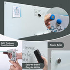 Magnetic Glass Dry Erase Board Frameless Wall Mounted White Board 40 * 72 WritingBoard Large Glass Board for Office School Home Accessory Tray, 3 Dry Erase Marker,4 Magnets and 1 Magnetic Eraser