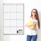 Lincia 36" x 24" Magnetic Vertical Yearly 12 Month Dry Erase Calendar for Wall 2026 Undated Dry Erase Wall Calendar Planner Aluminum Frame Whiteboard for Home Office Projects Fridge