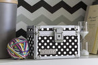 Vaultz Locking Index Card File Box with Flip Top, Holds 350 3x5 Cards, Black & White Polka Dot (VZ03715)