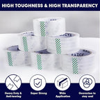 RAZCC Packing Tape, 36 Rolls Clear Heavy Duty Packaging Tape with Dispensers for Packing Shipping Moving Mailing, Thicker Sealing Tape - 1.88" x 65 Yard Per Roll, 2340 Total Yards