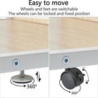 IBUYKE Under Desk Printer Stand, 2-Tier, Mobile Home Desktop Organizer Shelf with 4 Wheels, for Printer, Fax, Home Office Use, Light Wood UTLJ007R