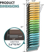 SUPEASY Wall File Organizer Mesh Office Mail Holder, Hanging Wall Organizer Magazine Rack for Office Black, 20 Tier