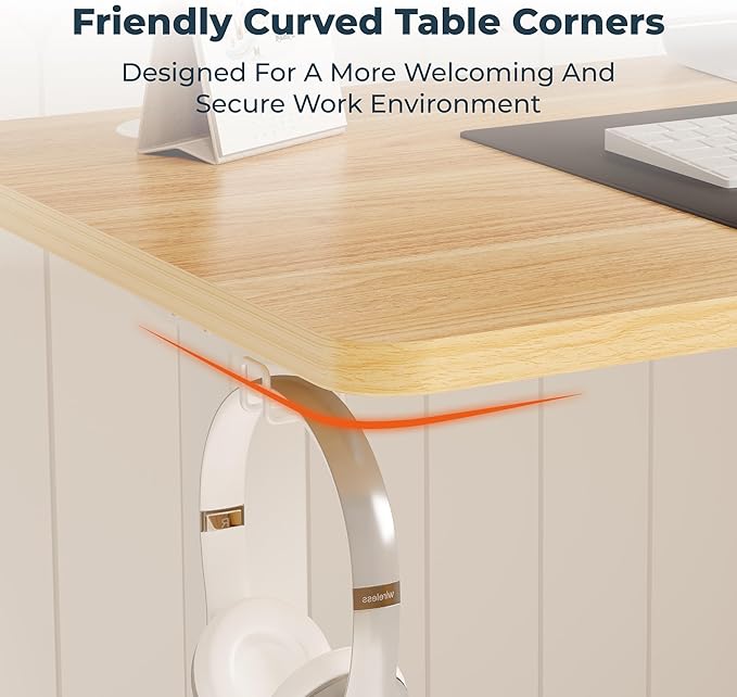 FitStand Adjustable Stand Up Desk with Memory Preset,Electric Standing Desk 47 x 24 Inch Home Office Desk Computer Workstation Sit Stand Desk, Splice Maple Top + White Frame