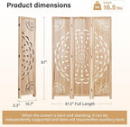 66.9Inch Wooden Room Partition - 3 Panels Boho-Styled Space Room Divider for Home/Office, Headboard & Yoga/Photo/Video Call Backdrop (Natural)