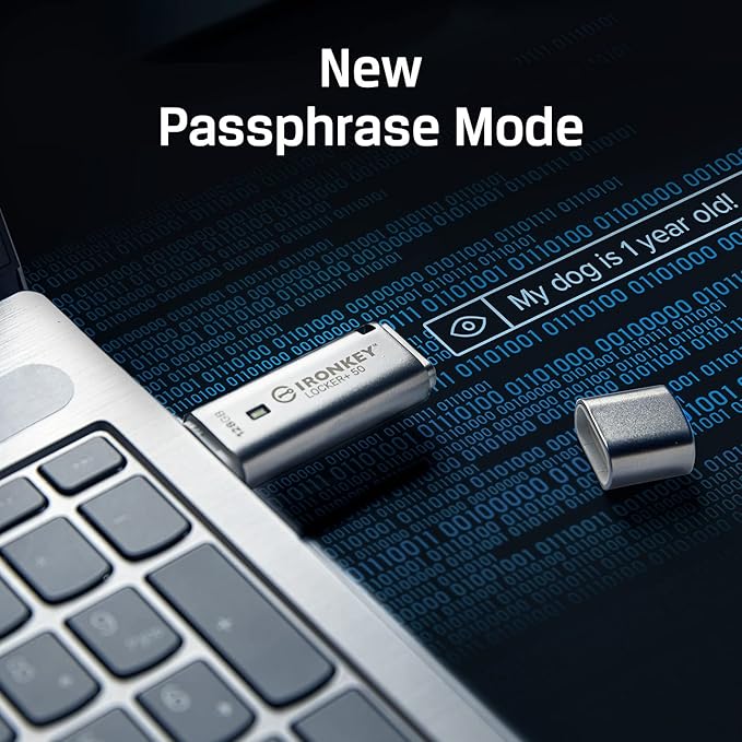 Kingston Ironkey Locker+ 50 32GB Encrypted USB Flash Drive | USB 3.2 Gen 1 | XTS-AES Protection | Multi-Password Security Options | Automatic Cloud Backup | Metal Casing | IKLP50/32GB,Silver