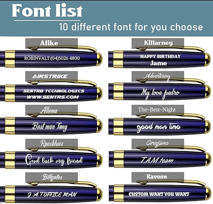 Ancolo Personalized Luxury Ballpoint Pens Writing Set Fancy Nice Gift Pen Set for Friends Executive Business Office - Custom with Your Name or Message with 10 extra Refills