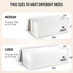 DMoose Cable Management Box - 2 Pack Medium & Large Cord Organizer for Desk & Floor - Cable Organizer Box for Child & Pet - Cable Box Hider for Tidy Office & Home, Power Strip Cover (White, Pack of 2)