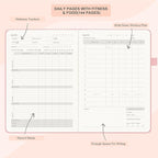 &And Per Se Fitness Workout Journal for Men & Women, Workout Log Book Planner with Daily Diet, Gym Exercise & Training Trackers - Undated, A5 Size, Leather Hardcover (Rose Gold)