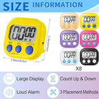Macarrie 48 Pcs Digital Kitchen Timer Bulk Small Magnetic Backing Stand Timer Clock Loud Alarm LCD Display Electronic Minute Second Count Countdown Alarm for Teacher Classroom Cooking Baking (Fashion)