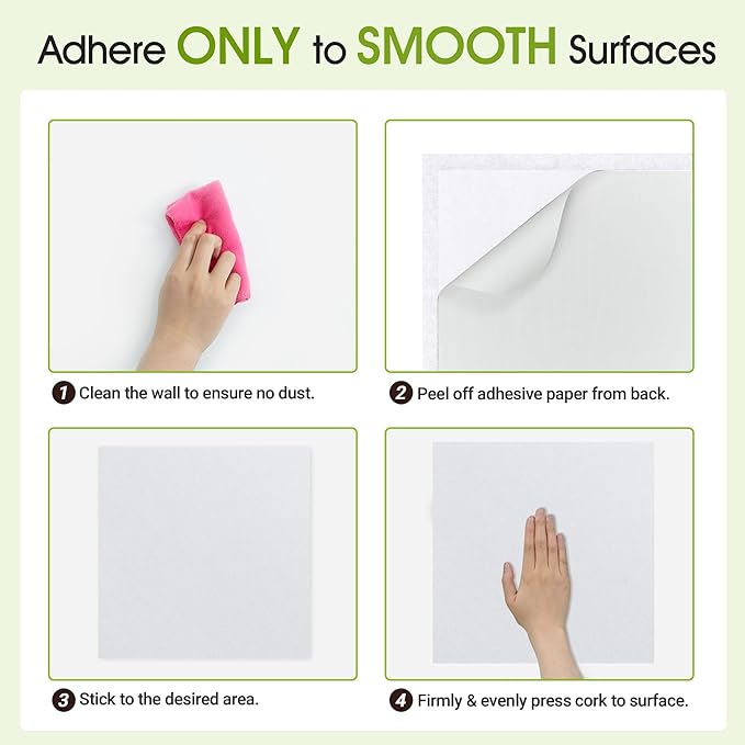 AKTOP White Cork Bulletin Board 12x12, 1/2" Thick Felt Cork Board Tiles 6 Pack, Small Square Pin Board for Wall, Self Adhesive Corkboards with 60 Push Pin Wood Clips for School, Home & Office