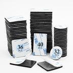 108 Pcs Double Sided Foam Tape,Heavy Duty 3mm Thickness Self-Adhesive Mounting Tape, Super-Sticky Black Strong Pads Include Square Round,Waterproof for Walls Door Wood Metals Glass Papers (Black)