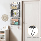 YBING Wall File Organizer Mesh Hanging Wall-mount Files Holder 6 Pack Hanging Wire Magazine Rack and Mail Holder with Hooks Office Wall Organizer for Papers Folders Files Clipboard Black