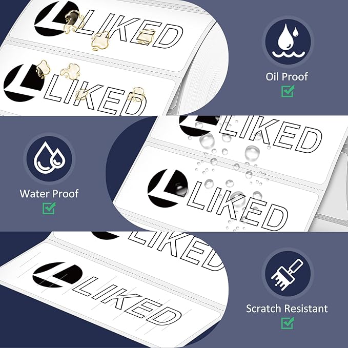 L LIKED 3" x 1" Direct Thermal Label, Permanent Adhesive Barcode Shipping Labels & Compatible with Rollo, Zebra and Other Desktop Printers (1 Roll, 1400 Labels)