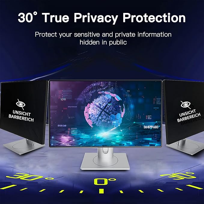 2 Pack Magnetic Hanging Computer Privacy Screen 24 Inch for 16:9 Widescreen Monitor, Removable Privacy Screen Anti Glare Blue Light Computer Screen Privacy Shield, Anti-Scratch 24in Protector Film
