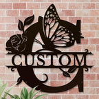 Personalized Custom Letter Name metal Signs,Custom Black Letter Monogram Wall Art Decor,Metal Signs Plaques Outdoor wall Decorative Signage (C)