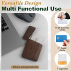 Yookin Wood Business Card Holder Wooden Magnetic Business Card Case Portable Simple (Black Walnut)