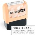 ExcelMark Address Stamp - Custom Return Address Stamp with Elegant Designs, Vibrant Colors & Patterns – Perfect for Mail, Invitations & Gifts (Peach Mount, Modern Line)