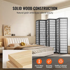 VEVOR Room Divider, 6 Panel Japanese Room Divider, Folding Privacy Screen Indoor, Portable Partition Dividers and Decoration Screens, for Room Separation, Home, Office, Restaurant & Bedroom (Black)