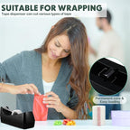 Yahenda 10 Pack Desktop Tape Dispenser Non Skid Base with Transparent Invisible Tape and Replacement Cores for Wrapping Home School Office Supplies