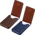 Outus 2 Pieces Business Card Holder, PU Leather Business Card Case Pocket Wallet with Magnetic Shut for Valentines Gift Men Women(Coffee and Blue,Classic)