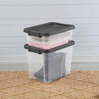 Sterilite 6-Pack Modular Stacker Box, Durable Clear Plastic Storage Bins with Latching Lids, 16 Quart - Stackable Organizing Container Boxes for Closet, Bathroom, and Office