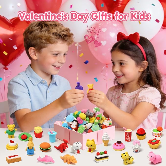 Animal Erasers for Kids 50 Pack Kid's Eraser Bulk Pull Apart Erasers 3D Puzzle Eraser Classroom Rewards and Prizes Class Treasure Box Kid Party Favors Back to School Supplies Gift