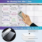 Jumbo Dry Erase Yearly Whiteboard Wall Calendar, 46" x 63", Huge 12 Month Laminated Erasable White Board, Giant Annual Family Schedule Planner, Large Undated Reusable Year Poster