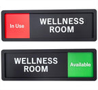 Wellness Room Sign – Privacy In Use / Available Slide Switch Sign, Premium Durable Acrylic Material, Super Strong Self-Adhesive, Quick Installation, Suitable For Your Home And Business ( 9×3 Inches, Black)