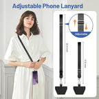 Doormoon Cell Phone Lanyard, Cellphone Lanyard Universal Adjustable Phone Neck Strap Leash Charm Phone Accessorie for Smartphone Safety Tether System, 2 Pack, Black Purple