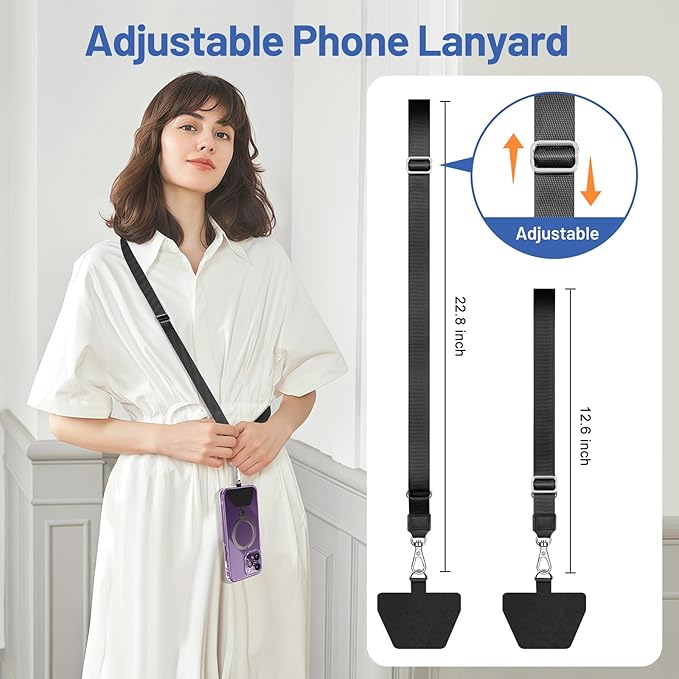 Doormoon Phone Lanyard, Universal Adjustable Neck Straps for Phone Case Keys ID Badges Phone Accessorie Compatible with iPhone, Samsung, Motorola, LG & Most Smartphones, 2 Pack, Sea