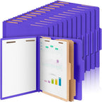 Skyygemm 36 Pcs Classification Folders Letter Size, 2 Divider Pressboard File Folders with 3. 5 Inch Expansion, 2 Prongs Fastener, Heavy Duty Office File Organizers for Teachers, Medical (Purple)