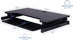 Rocelco 37.5" Deluxe Height Adjustable Standing Desk Converter with Anti Fatigue Mat BUNDLE - Quick Sit Stand Up Computer Workstation Riser - Large Retractable Keyboard Tray - Black (R DADRB-MAFM)
