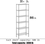 Regal Altair 14" Deep x 30" Wide x 86" Height Wire Shelving Kit | 6-Tier | NSF Commercial Storage Rack Unit