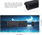CANFLASHION Gaming Mouse Pad,Large Mouse Pads for Desk,Non-Slip Rubber Base Extended Mousepad,XXL Keyboard Mouse Mat,Computer Keyboard Desk Pad with Stitched Edges,35.4x15.8inch,Romantic Moon On Sea