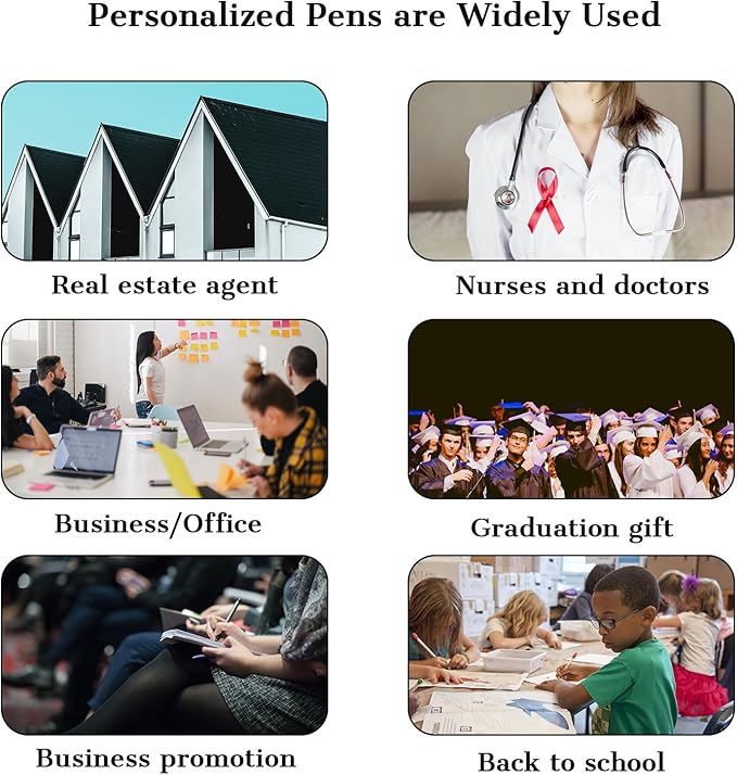 Personalized Pens with Name Logo or Message, Custom Free Engraving Metal Ballpoint Pen with Black Ink Customized Gift for Business, Graduation and Promotions (Blue)