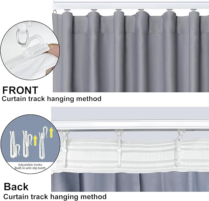 Cbsroro Room Divider Blackout Curtain Track Curtains Wall Dividers Panels Screen for Living Rooms Bedroom Office Privacy Partition Separation, W150 × L96 Inch,1 Panel, Light Grey