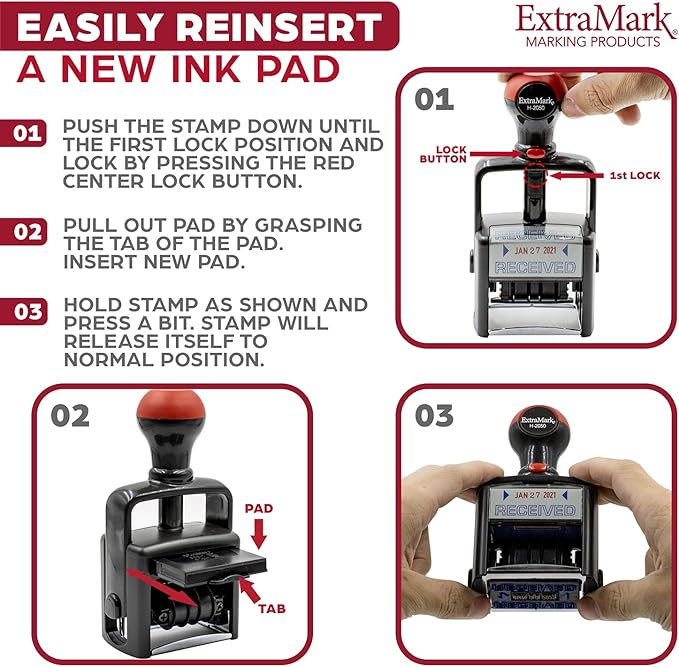 Heavy Duty Style Office Date Stamp with Shipped - Self Inking Dater - Style C - Black Ink Color