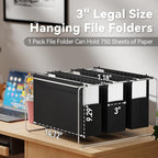 Ansook Hanging File Folders Legal Size,Heavy Duty 3" Expansion File Folder Hanging with 1/5 Tabs,6 Pack Extra Capacity File Cabinet Folders,Hanging File Organizer for File Frame & File Storage Box