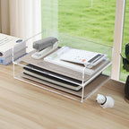 2 Pack Acrylic Paper Tray Organizer for Desk Clear File Organizer,Acrylic Desk Organizers and Accessories Sorter,Perfect for File Paper, Ipad, Letter, A4 Office File, Books, Notes.
