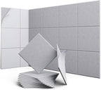 UNECHO 12 Pack 12" X 12" X 0.4" Acoustic Panels for Wall Sound Absorbing, Square Self-Adhesive Sound Panels, High Density Suitable for Multiple Scenarios(Ash Gray)