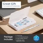Nicpro Blocky Gear 0.7 mm Mechanical Pencils Set in Case, Metal Pencil with Lead Refills, Eraser for Professional & Adult Art Writing Drafting Drawing