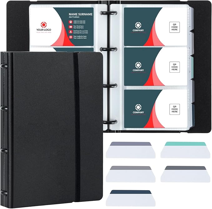 deli Business Card Book Holder, Business Card Organizer, Name Card Book Holder, Portable Office Business Card Holder, Hold 180 Cards, Black